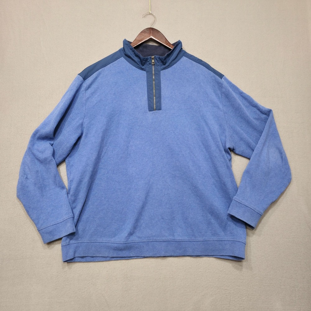 Bugatchi‎ Mens Blue Long Sleeve Quarter Zip Pullover Sweater Size XXL
